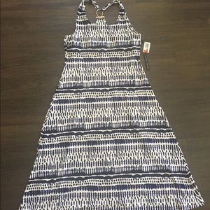 Ivanka Trump blue/ivory sun dress